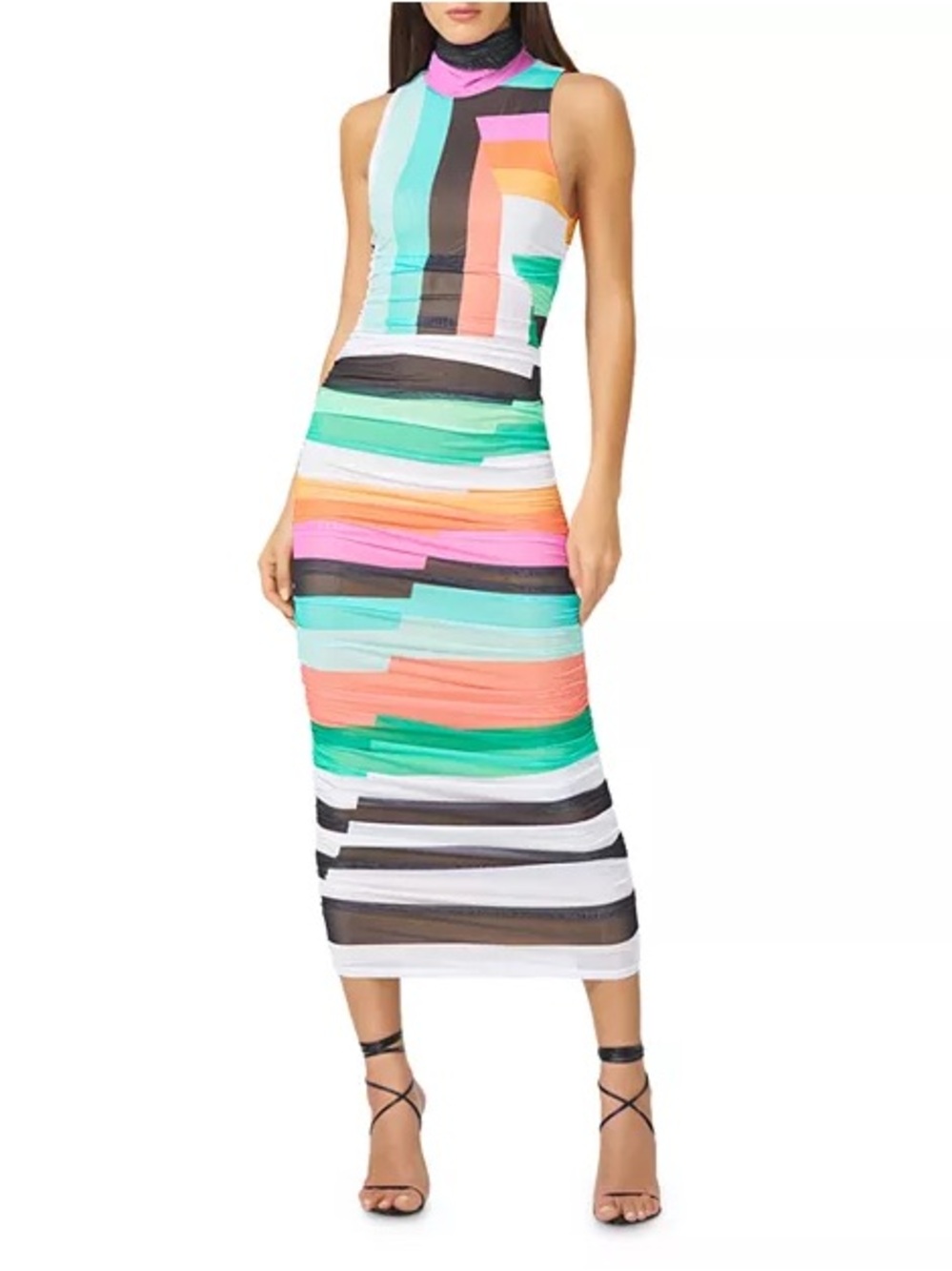 NWT Rare AFRM Fiorella Sleeveless Ruched Midi Dress, Multicolored. - Picture 7 of 7